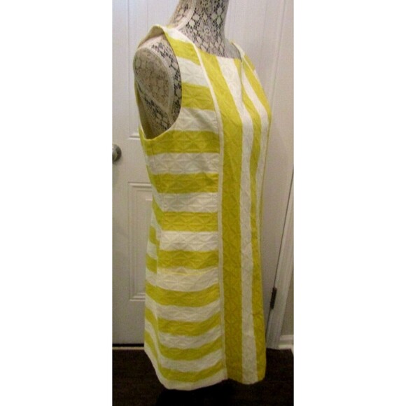 Taylor Dress NWT Yellow Striped Cotton Summer Sleeveless Lined Womens Size 14 - Picture 3 of 8